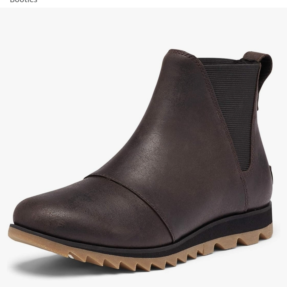 Sorel Harlow Chelsea Rainboot, Weatherproof Leather size 8 color blackened brown
